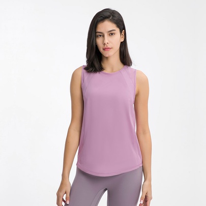 Solid Color Back Hollow Sleeveless Yoga Top NSDQF127367