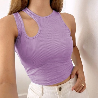 Women's Vest Tank Tops Hollow Out Sexy Solid Color
