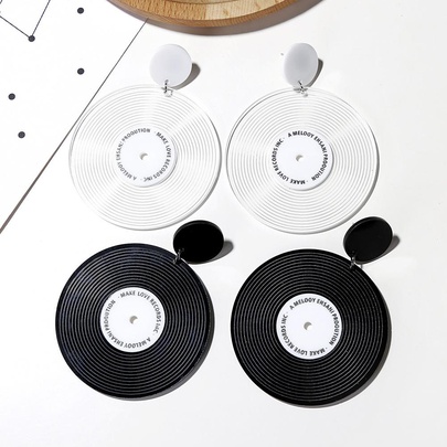 New Fashion Vinyl Record Round Earrings Simple Earrings