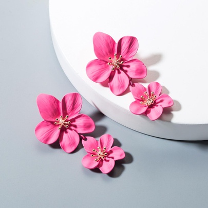Fashion Flower Stoving Varnish Alloy Drop Earrings