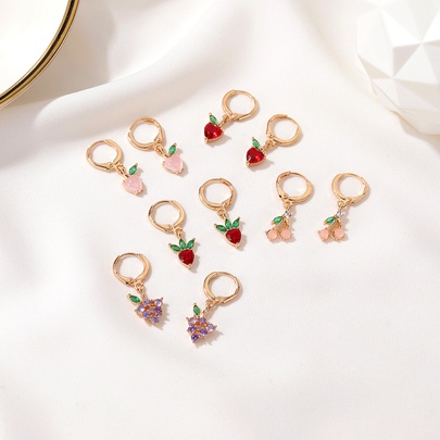 Fruit Plating Copper Artificial Gemstones Earrings