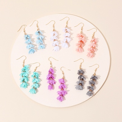 New Hand-woven Flower Earrings Ethnic Style Color Petal Ear Hooks Wholesale Nihaojewelry
