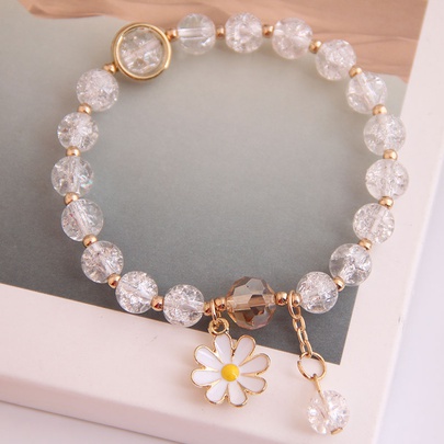 Korean Fashion Simple Small Daisy Pendant Crystal Beads  Bracelet Wholesale Nihaojewelry