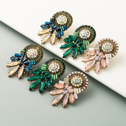 Color Rhinestone Fashion Ladies Earrings Alloy Retro Exaggerated Earrings Wholesale Nihaojewely
