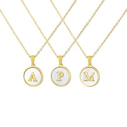 Titanium Steel 18K Gold Plated Simple Style Plating Inlaid Shell Letter Necklace