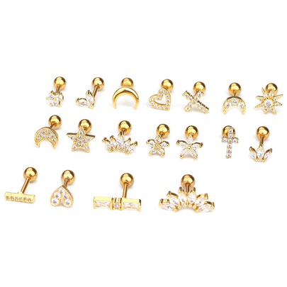 Ear Cartilage Rings & Studs Lady Flower 316 Stainless Steel  Copper