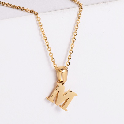 304 Stainless Steel 18K Gold Plated Simple Style Plating Letter Pendant Necklace