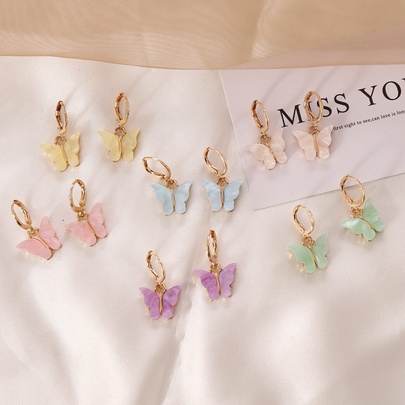 Butterfly Plating Alloy No Inlaid 18K Gold Plated Earrings