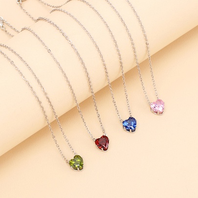 Wholesale Jewelry Heart-shaped Zircon Pendant Necklace Nihaojewelry