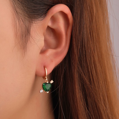 Fashion Vintage Heart Inlaid Zircon Arrow Copper Earrings Wholesale Nihaojewelry