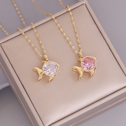 Fashion Fish 304 Stainless Steel Metal Plating 18K Gold Plated Women'S