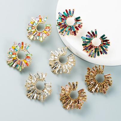 Retro Alloy Diamond Rhinestone Color Sunflower Earrings Wholesale Nihaojewelry