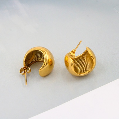 1 Pair Fashion C Shape Stainless Steel Ear Studs