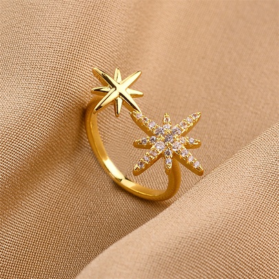 Wholesale Casual Star Copper Plating Open Rings