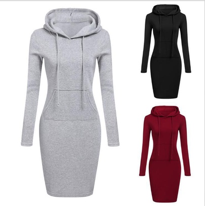 Women's Regular Dress Casual Hooded Patchwork Long Sleeve Solid Color Daily