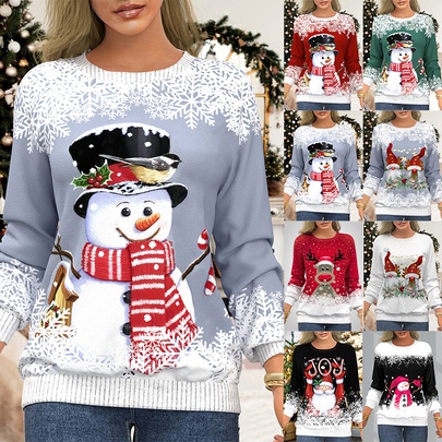 Women's Hoodie Long Sleeve Hoodies & Sweatshirts Printing Casual Snowman Snowflake