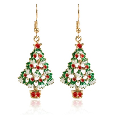 Fashion Christmas Tree Alloy Enamel Women's Earrings Necklace