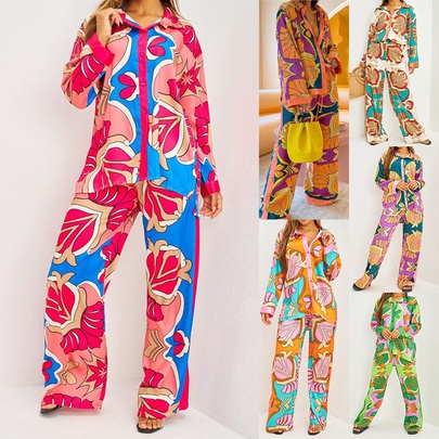 Women's Ethnic Style Flower Polyester Printing Pants Sets