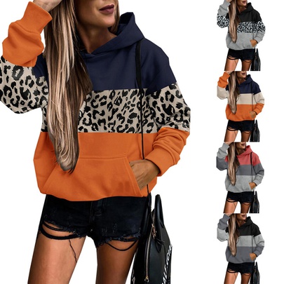 Women's Hoodie Long Sleeve Hoodies & Sweatshirts Printing Pocket Fashion Leopard