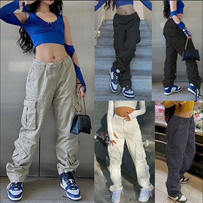 Women's Daily Streetwear Solid Color Full Length Washed Cargo Pants