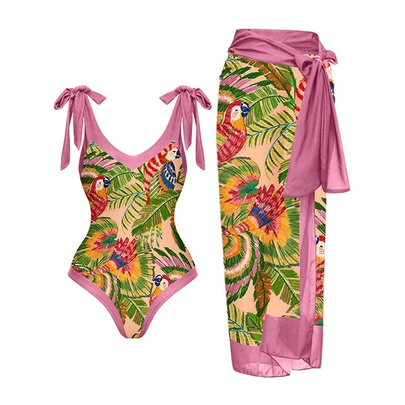 Women's Casual Bird Polyester One Pieces