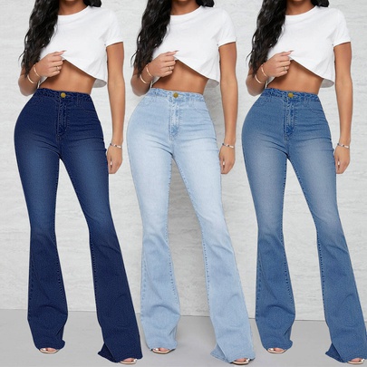 Women's Street Streetwear Solid Color Full Length Zipper Jeans
