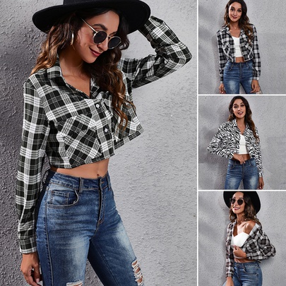 Women's Casual Plaid Printing Single Breasted Blouse