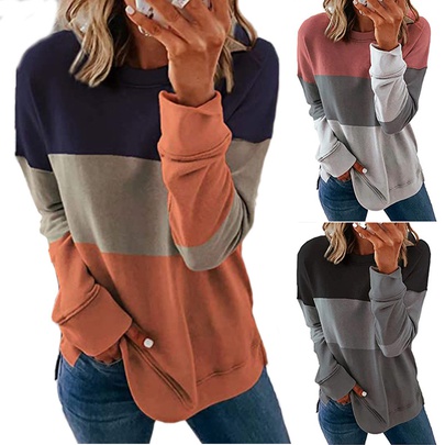 Women's Hoodie Long Sleeve Hoodies & Sweatshirts Patchwork Casual Color Block