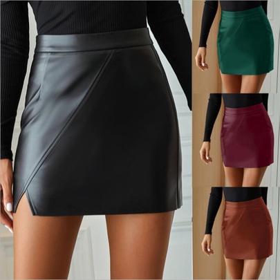 Summer Spring Autumn Sexy Solid Color Above Knee Skirts
