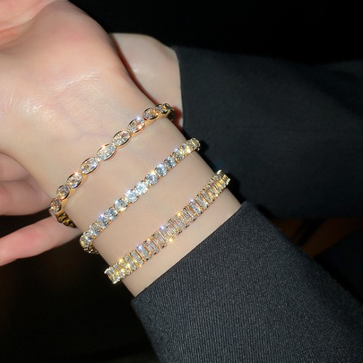 Fashion Simple Personality Bracelet Spring New Geometric Alloy Zircon Bracelet