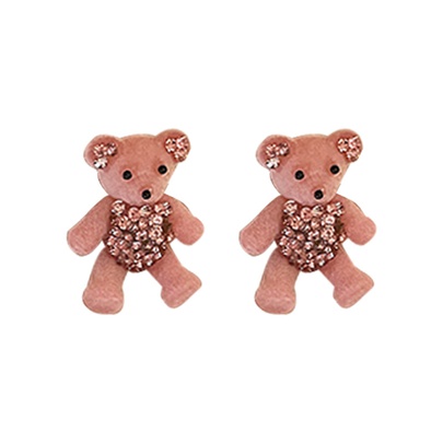 Cute Bear Cloth Artificial Gemstones Earrings