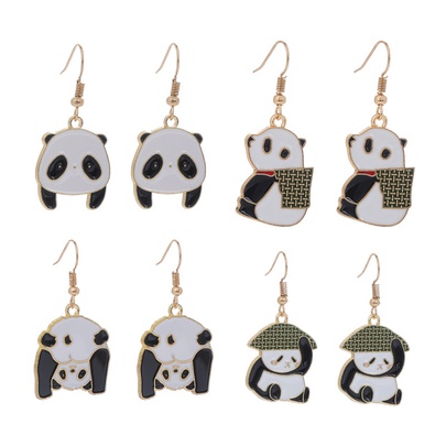 New Fashion Cute Panda Cartoon Funny Animal Alloy Earrings