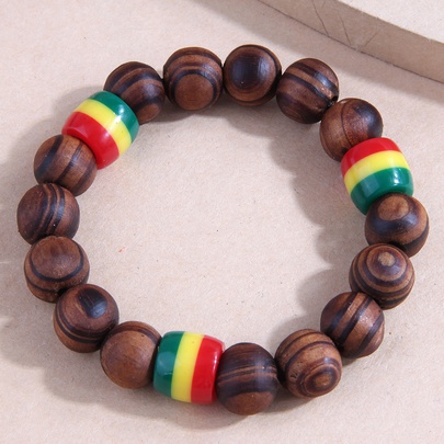 Simple Colorful Wooden Ball Personalized Bracelet