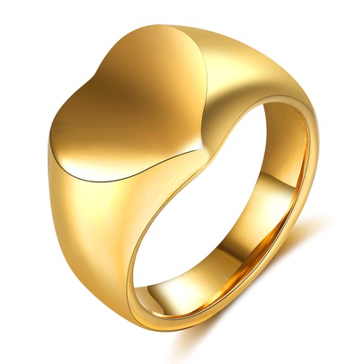 New Style Glossy Heart Shape Titanium Steel Men's Ring