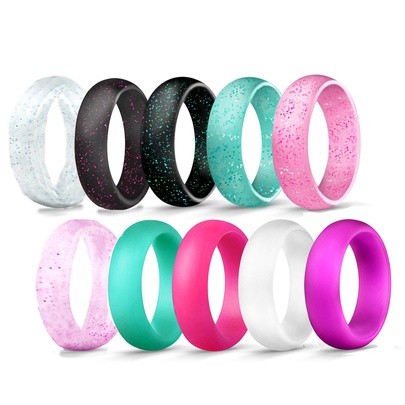 Fashion Solid Color Silica Gel Sequins Rings