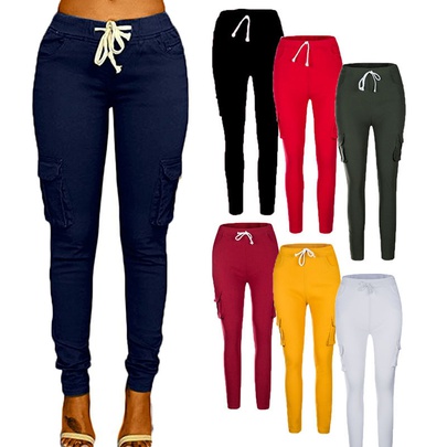 Women's Daily Casual Solid Color Full Length Zipper Pleated Casual Pants