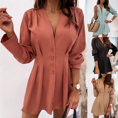Women's Princess Dress Casual Fashion Simple Style V Neck Patchwork Long Sleeve Solid Color Above Knee Holiday Daily