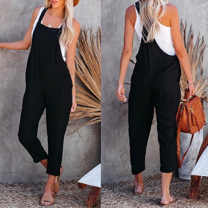 Women's Daily Fashion Solid Color Full Length Overalls