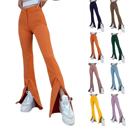 Women's Daily Fashion Solid Color Full Length Slit Flared Pants