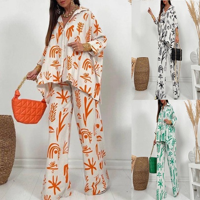 Women's Casual Geometric Polyester Printing Pants Sets
