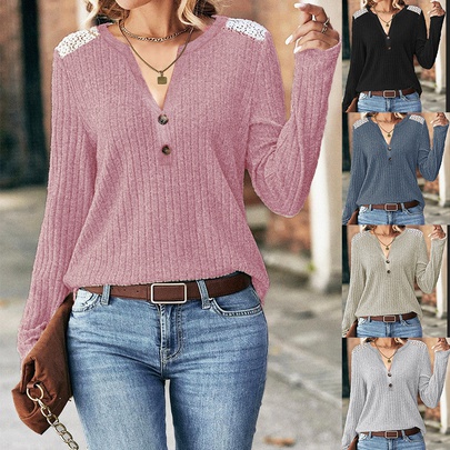 Women's Knitwear Long Sleeve Sweaters & Cardigans Button Simple Style Solid Color