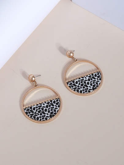 1 Pair Casual Simple Style Cow Pattern Plating Alloy Wood 18k Gold Plated Drop Earrings