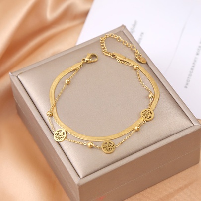 Simple Style Classic Style Solid Color Stainless Steel Bracelets