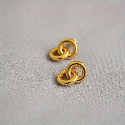1 Pair Casual Classic Style Round Plating Stainless Steel None Gold Plated Ear Studs