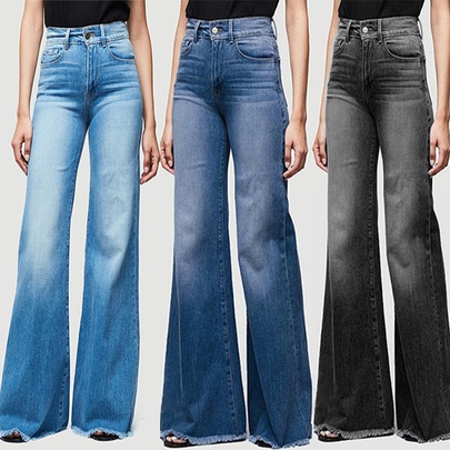 Women's Daily Street Simple Style Solid Color Full Length Washed Jeans