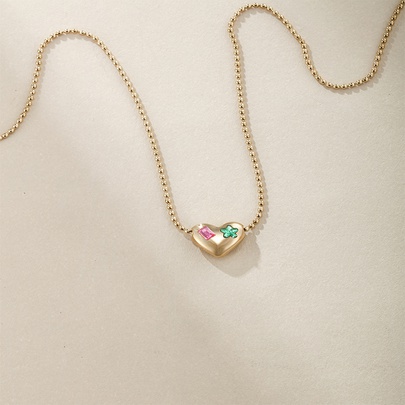 304 Stainless Steel 18K Gold Plated Casual XUPING Plating Chain Inlay Heart Shape Artificial Gemstones Pendant Necklace