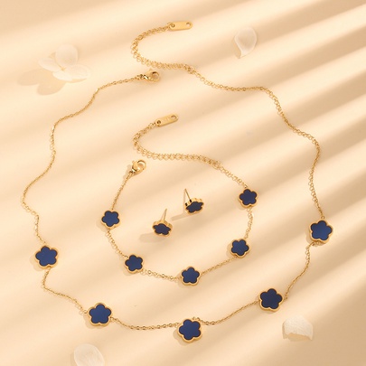 Stainless Steel 18K Gold Plated Elegant Plating Flower Acrylic Bracelets Earrings Necklace