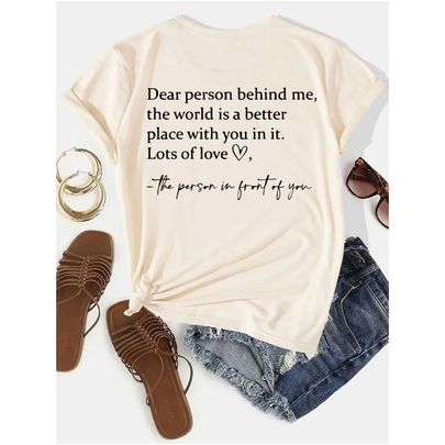 Women's T-shirt Short Sleeve T-shirts Printing Simple Style Letter Heart Shape