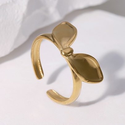304 Stainless Steel 18K Gold Plated Cute Plating Solid Color Rings
