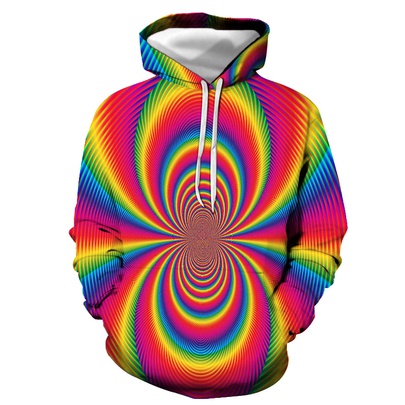 Men's Printing Colorful Casual Long Sleeve Loose Hooded